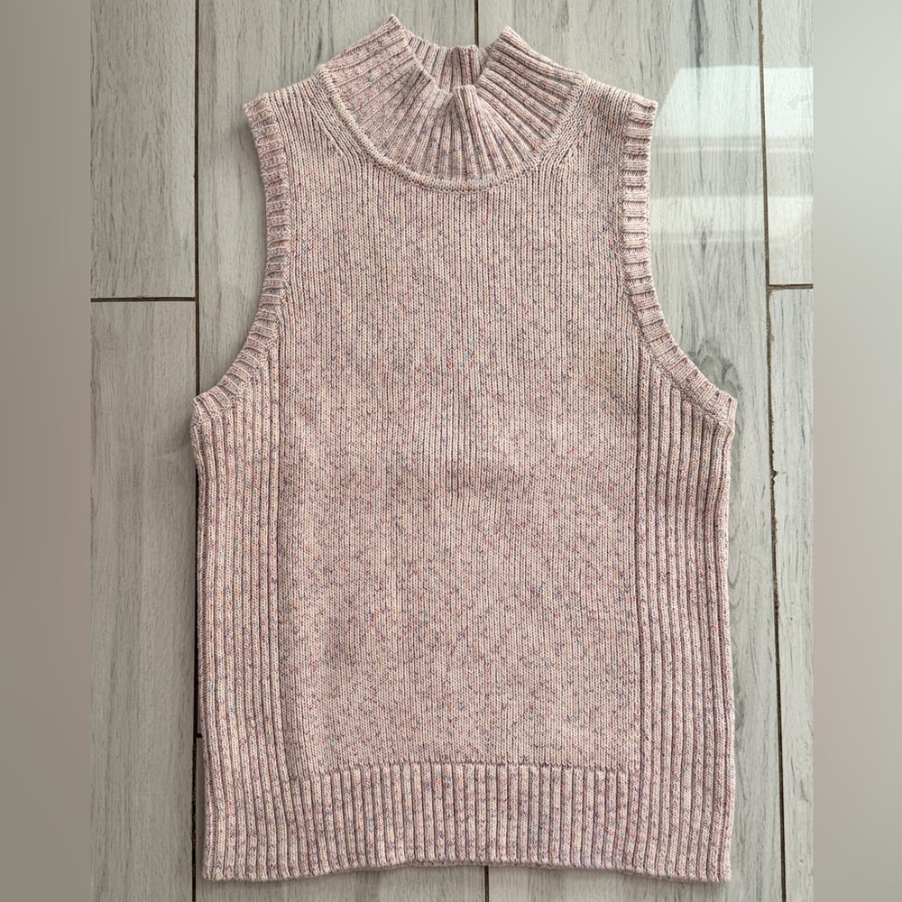 GAP Vintage Chunky Knit Sleeveless Turtleneck Sweater Vest Pink Small